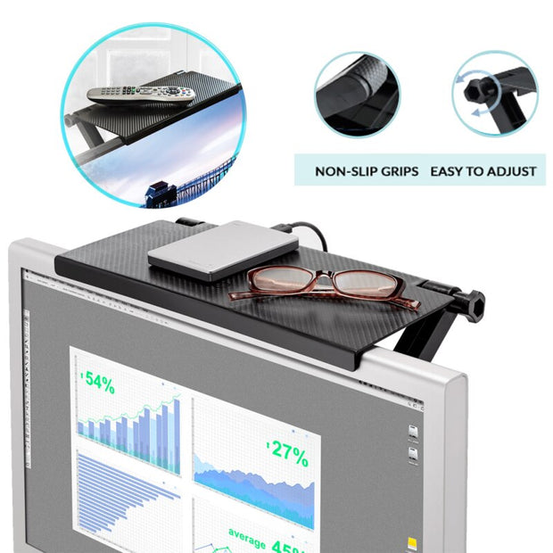 Durable TV Screen Caddy Screen Top Shelf Desktop Storage Rack - Iconic